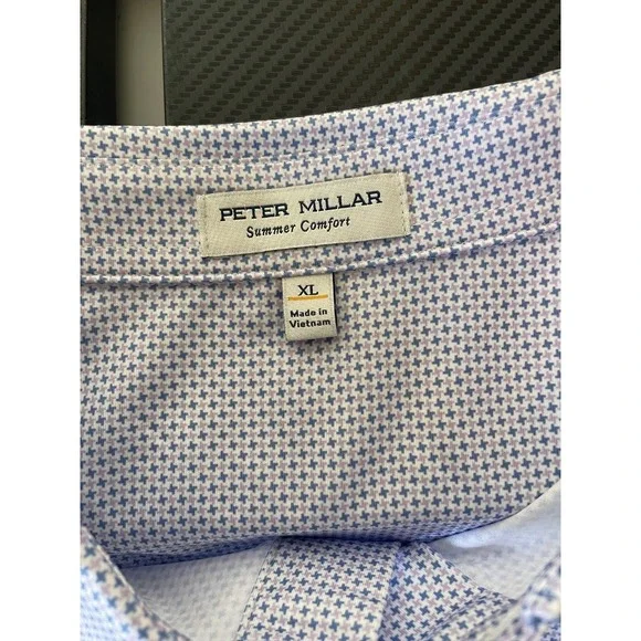 NWT Peter Millar Blcc Phoenix Performance Jersey Polo Mens XL White Short Sleeve